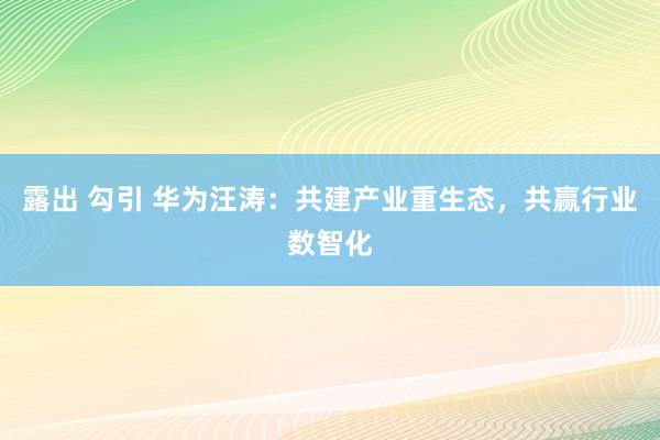 露出 勾引 华为汪涛：共建产业重生态，共赢行业数智化