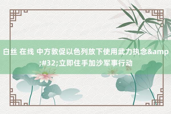 白丝 在线 中方敦促以色列放下使用武力执念&#32;立即住手加沙军事行动