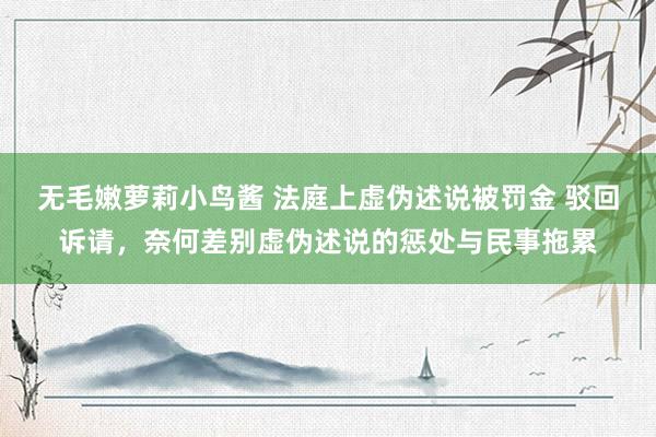 无毛嫩萝莉小鸟酱 法庭上虚伪述说被罚金 驳回诉请，奈何差别虚伪述说的惩处与民事拖累