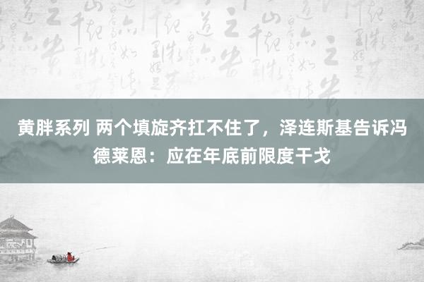 黄胖系列 两个填旋齐扛不住了，泽连斯基告诉冯德莱恩：应在年底前限度干戈