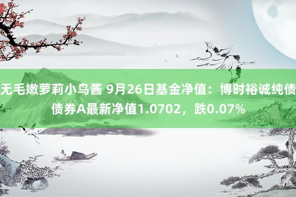 无毛嫩萝莉小鸟酱 9月26日基金净值：博时裕诚纯债债券A最新净值1.0702，跌0.07%