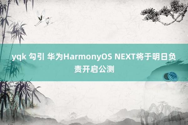 yqk 勾引 华为HarmonyOS NEXT将于明日负责开启公测