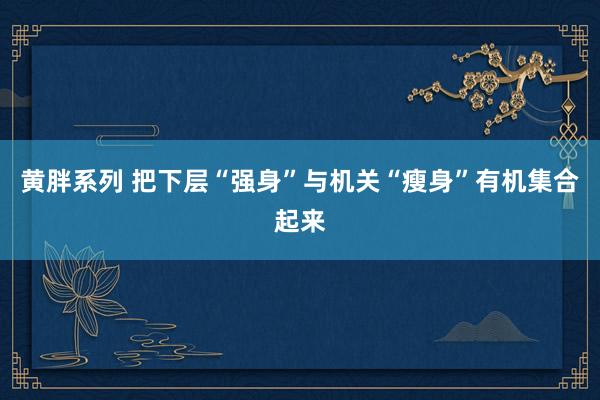 黄胖系列 把下层“强身”与机关“瘦身”有机集合起来