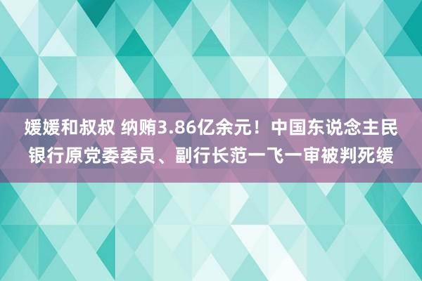 媛媛和叔叔 纳贿3.86亿余元！中国东说念主民银行原党委委员、副行长范一飞一审被判死缓