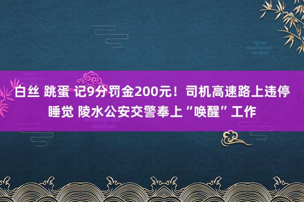 白丝 跳蛋 记9分罚金200元！司机高速路上违停睡觉 陵水公安交警奉上“唤醒”工作