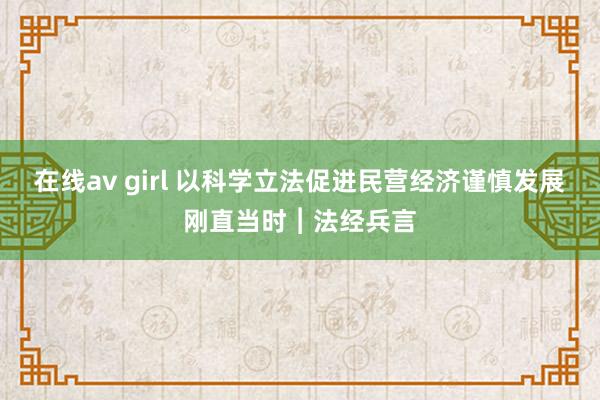 在线av girl 以科学立法促进民营经济谨慎发展刚直当时︱法经兵言