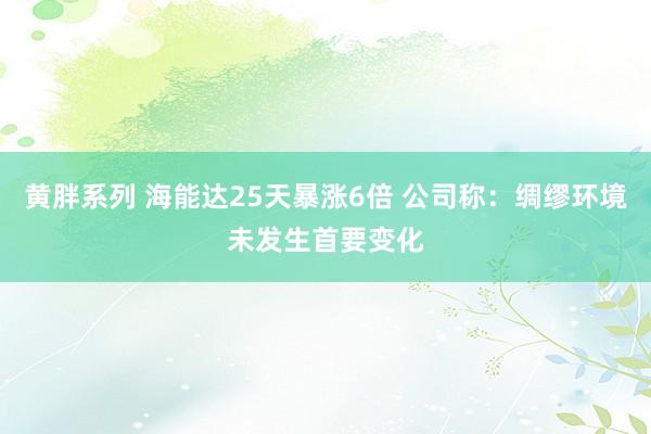 黄胖系列 海能达25天暴涨6倍 公司称：绸缪环境未发生首要变化