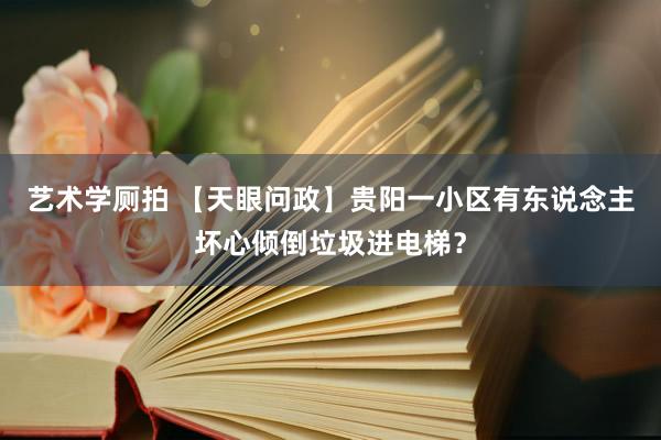 艺术学厕拍 【天眼问政】贵阳一小区有东说念主坏心倾倒垃圾进电梯？