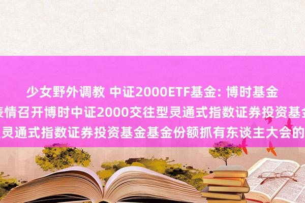 少女野外调教 中证2000ETF基金: 博时基金管束有限公司对于以通信表情召开博时中证2000交往型灵通式指数证券投资基金基金份额抓有东谈主大会的公告