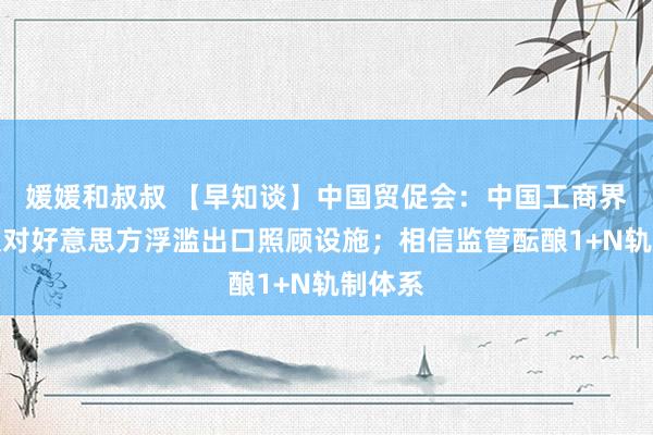 媛媛和叔叔 【早知谈】中国贸促会：中国工商界坚定反对好意思方浮滥出口照顾设施；相信监管酝酿1+N轨制体系