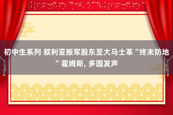 初中生系列 叙利亚叛军股东至大马士革“终末防地”霍姆斯， 多国发声