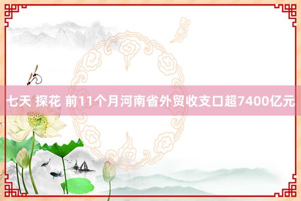 七天 探花 前11个月河南省外贸收支口超7400亿元