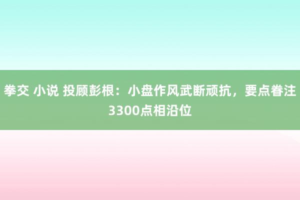 拳交 小说 投顾彭根：小盘作风武断顽抗，要点眷注3300点相沿位