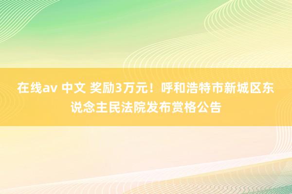 在线av 中文 奖励3万元！呼和浩特市新城区东说念主民法院发布赏格公告