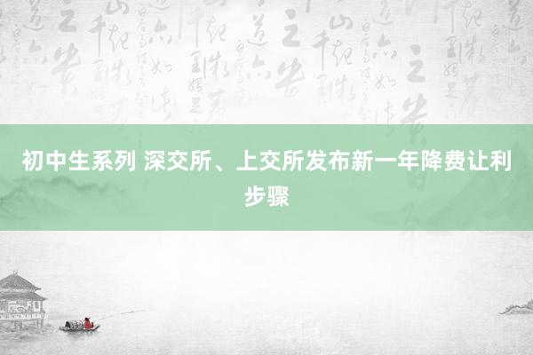 初中生系列 深交所、上交所发布新一年降费让利步骤