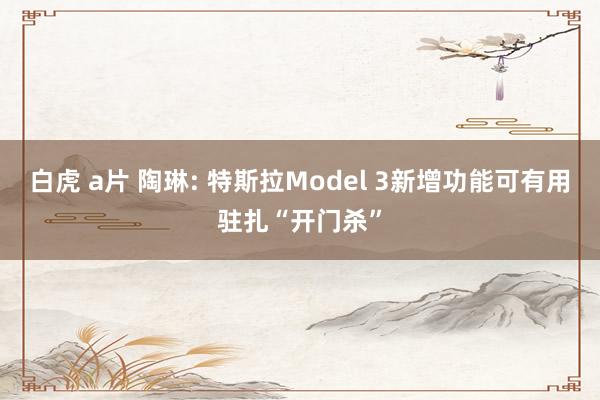 白虎 a片 陶琳: 特斯拉Model 3新增功能可有用驻扎“开门杀”