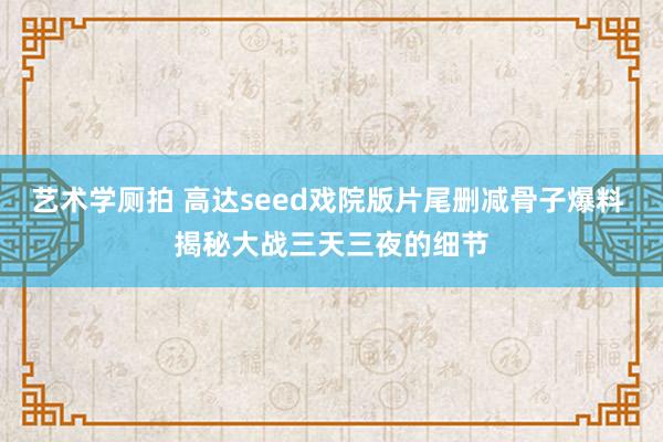 艺术学厕拍 高达seed戏院版片尾删减骨子爆料 揭秘大战三天三夜的细节