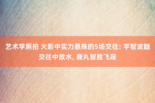 艺术学厕拍 火影中实力悬殊的5场交往: 宇智波鼬交往中放水， 鹿丸智胜飞段